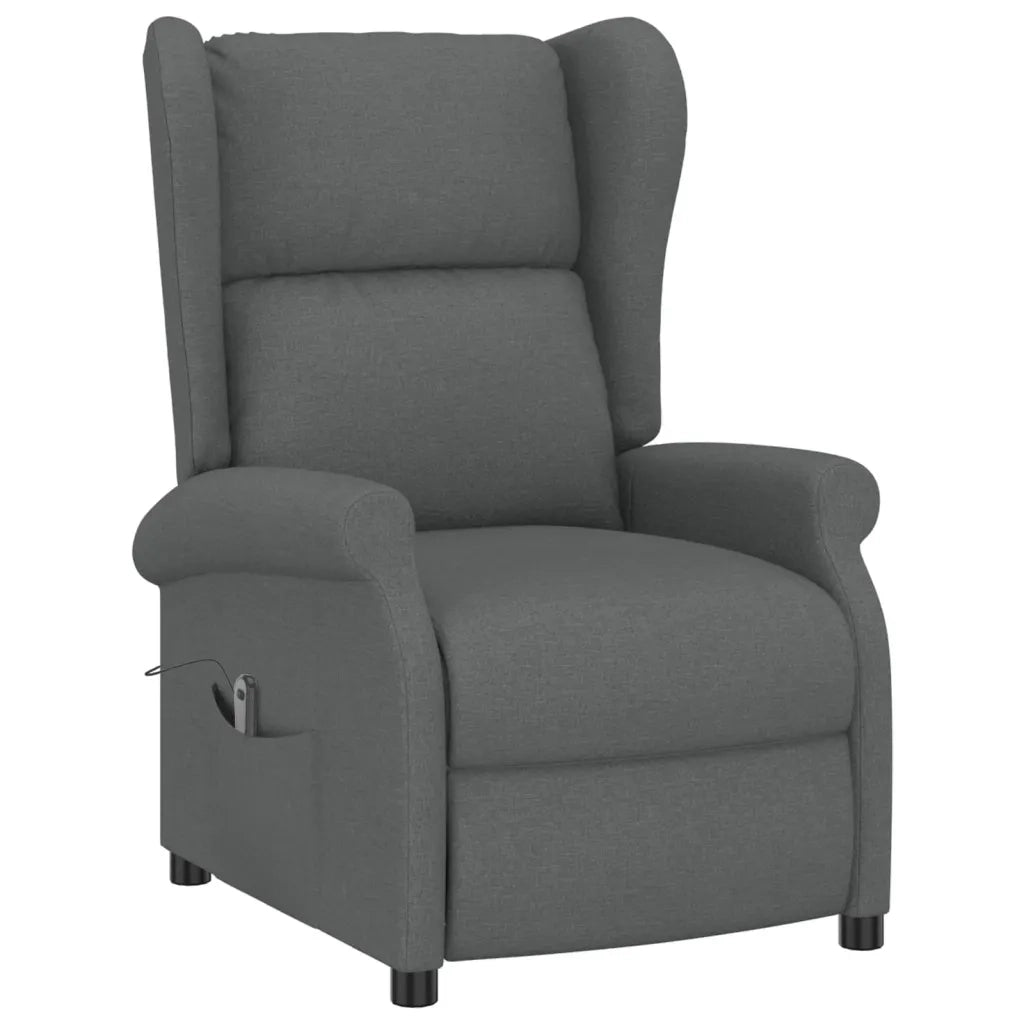 Poltrona ad Ala Reclinabile Elettrica Grigio Scuro in Tessuto 3098320