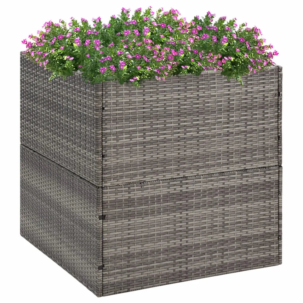 Fioriera da Giardino-Vaso da Esterno-Contenitore per Piante Grigia 80x80x80 cm in Polyrattan