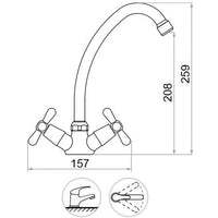 Rubinetto tradizionale retrò per bagno o cucina maniglie a stella