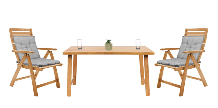 Set Cuscini Sedia Con Schienale Imbottiti Con Laccetti Banda Elastica 40 x 80 Cm Grigio - 2 Pezzi