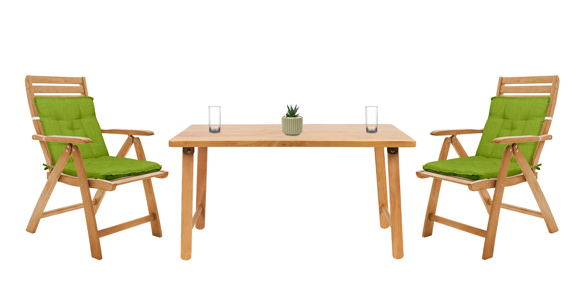 Set Cuscini Sedia Con Schienale Imbottiti Con Laccetti Banda Elastica 40 x 80 Cm Verde - 2 Pezzi