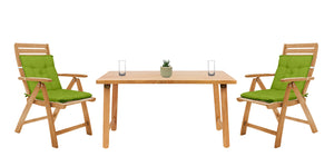 Set Cuscini Sedia Con Schienale Imbottiti Con Laccetti Banda Elastica 40 x 80 Cm Verde - 2 Pezzi