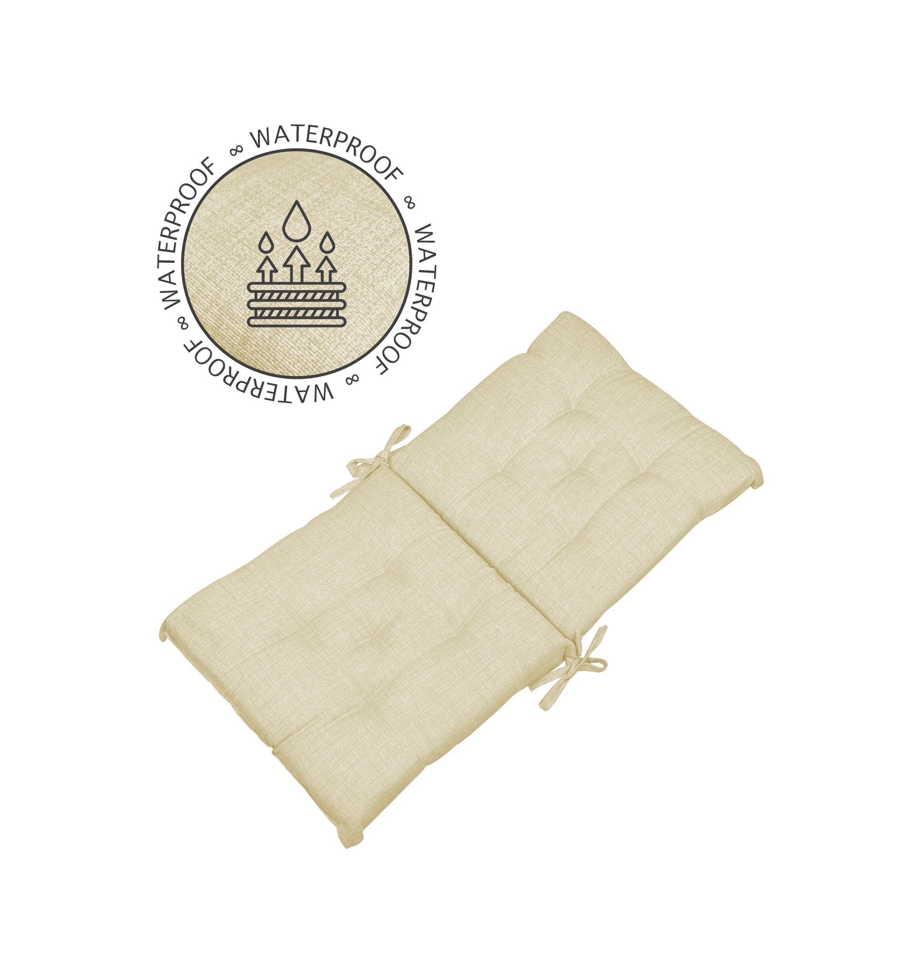 Set Cuscini Sedia Con Schienale Imbottiti Con Laccetti Banda Elastica 40 x 80 Cm Panna - 4 Pezzi