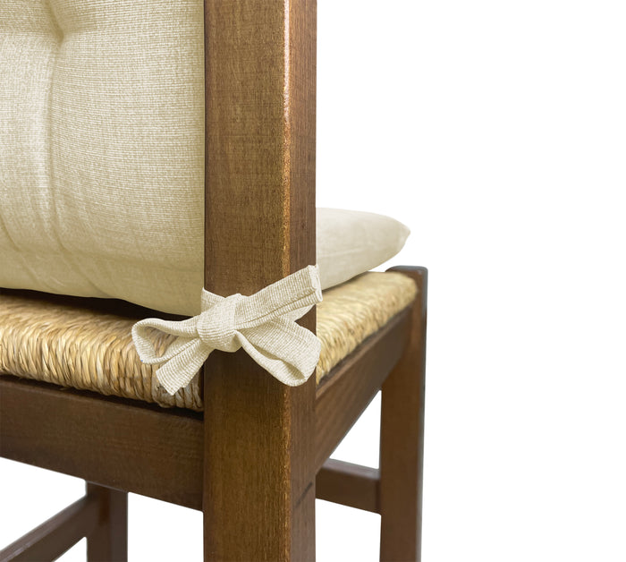 Set Cuscini Sedia Con Schienale Imbottiti Con Laccetti Banda Elastica 40 x 80 Cm Panna - 4 Pezzi