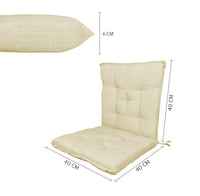 Set Cuscini Sedia Con Schienale Imbottiti Con Laccetti Banda Elastica 40 x 80 Cm Panna - 4 Pezzi