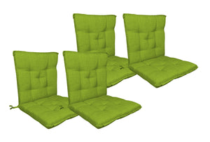 Set Cuscini Sedia Con Schienale Imbottiti Con Laccetti Banda Elastica 40 x 80 Cm Verde - 4 Pezzi