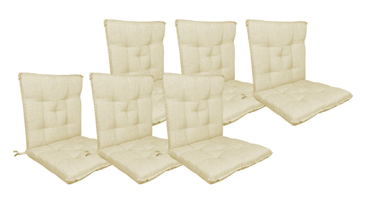 Set Cuscini Sedia Con Schienale Imbottiti Con Laccetti Banda Elastica 40 x 80 Cm Panna - 6 Pezzi