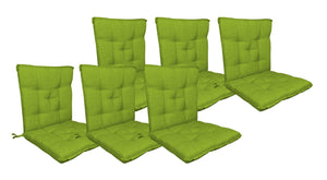 Set Cuscini Sedia Con Schienale Imbottiti Con Laccetti Banda Elastica 40 x 80 Cm Verde - 6 Pezzi
