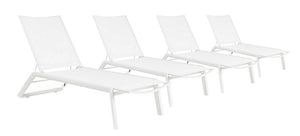 Set 4 Lettini Prendisole da Giardino 67x194x95h cm Cruise con Ruote Bianco
