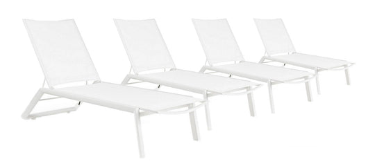 Set 4 Lettini Prendisole da Giardino 67x194x95h cm Cruise con Ruote Bianco