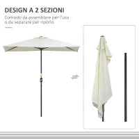 Ombrellone da Parete Mezzaluna Salvaspazio con Apertura a Manovella, Beige