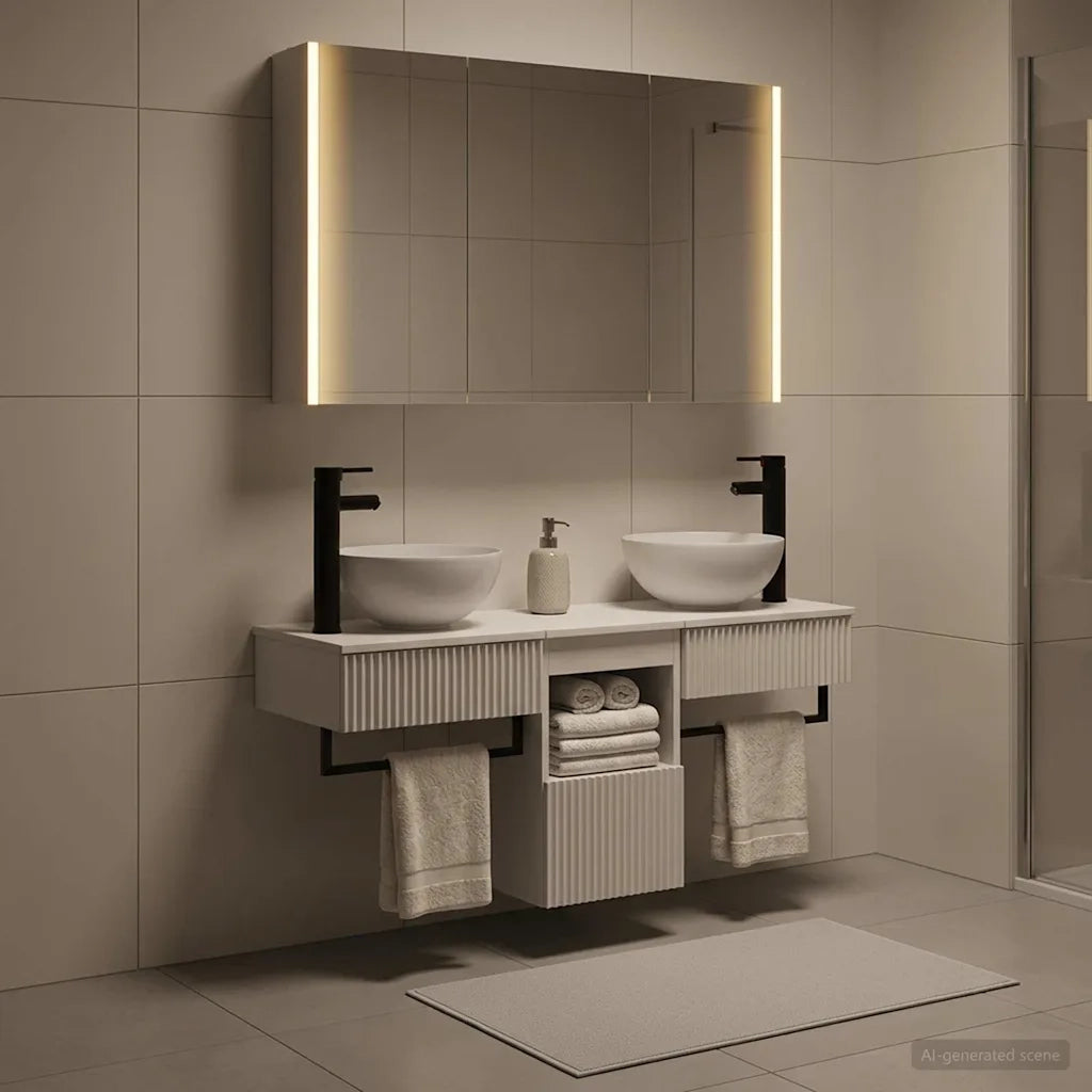 Set di Armadi da Bagno 4 pcs Bianco 103,5 x 15,5 x 70 cm 3406263