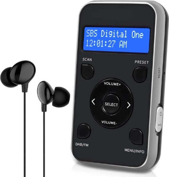 Radio Digitale con MP3 - DAB/DAB+ e FM - Radio Portatile per Sport - 20 Preset, Orologio e Allarme - Nero Grigio