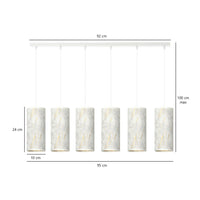 Sospensione 6 Luci Karli In Acciaio Bianco E Paralumi Effetto Marmo Dorato