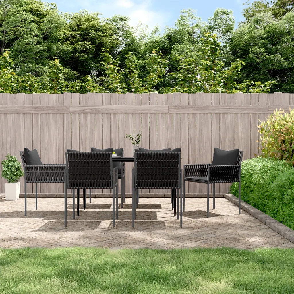 Set Pranzo da Giardino 7 pz con Cuscini in Polyrattan e Acciaiocod mxl 124545