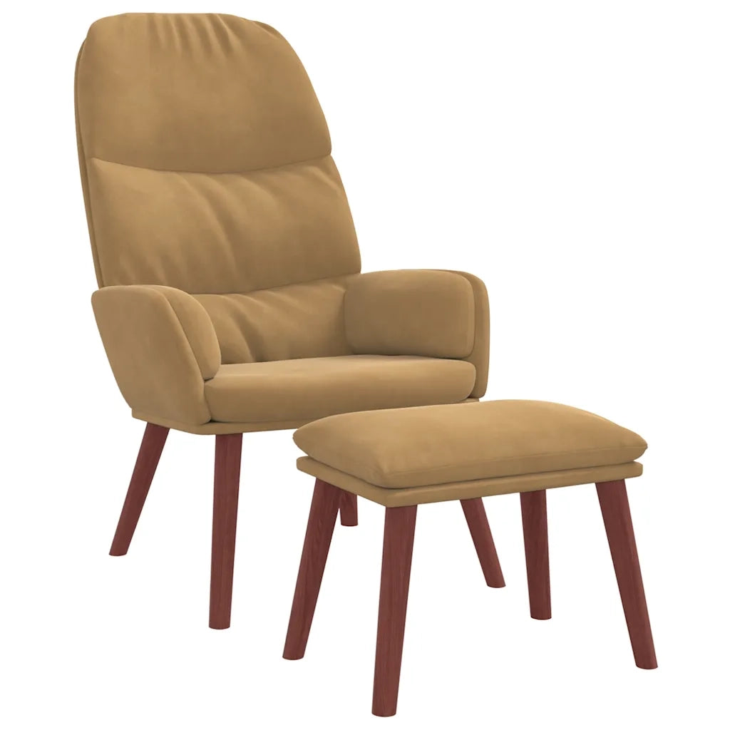 Poltrona Relax con Poggiapiedi Marrone in Velluto 3315124