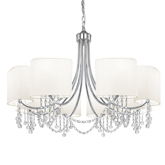 Lampadario Contemporaneo Nina Acciaio Cromo 8 Luci E14