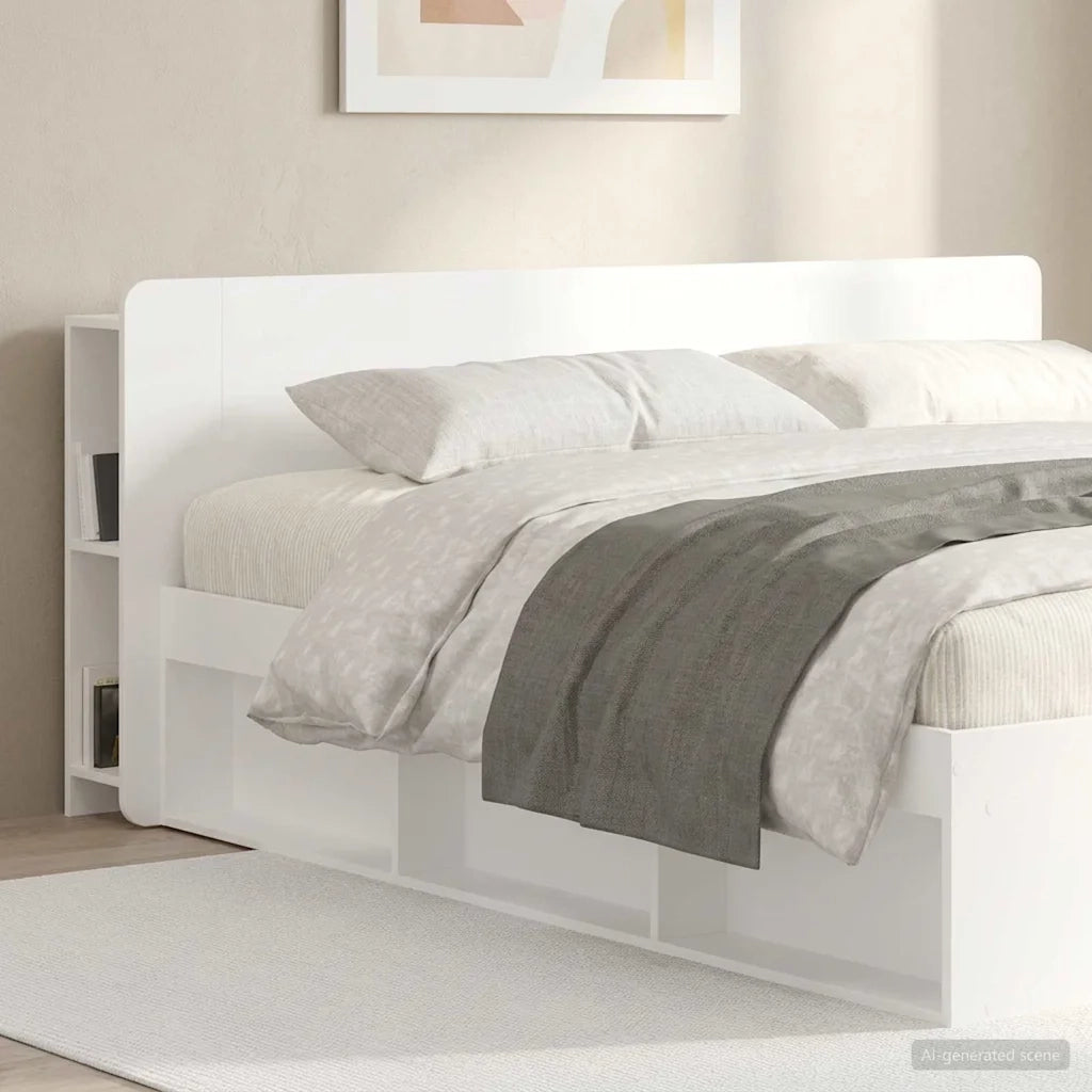 Testata del letto con archiviazione Bianco Legno ingegnerizzato