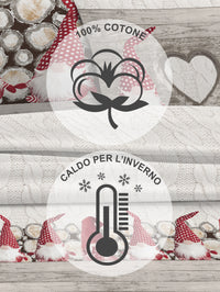 Completo Letto in Flanella Calda e Morbida Anti Pilling - Set Flanellato 3 Misure parure con Federe - Gnomi rosso - 1 Piazza e mezza