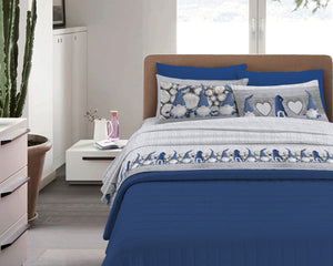 Completo Letto in Flanella Calda e Morbida Anti Pilling - Set Flanellato 3 Misure parure con Federe - Gnomi blu - 1 Piazza e mezza