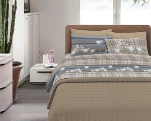 Completo Letto in Flanella Calda e Morbida Anti Pilling - Set Flanellato 3 Misure parure con Federe - Pecorelle beige - 2 Piazze