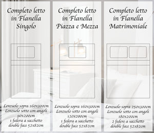 Completo Letto in Flanella Calda e Morbida Anti Pilling - Set Flanellato 3 Misure parure con Federe - Pecorelle beige - 2 Piazze