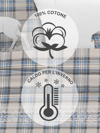 Completo Letto in Flanella Calda e Morbida Anti Pilling - Set Flanellato 3 Misure parure con Federe - Tartan azzurro - 1 Piazza e mezza