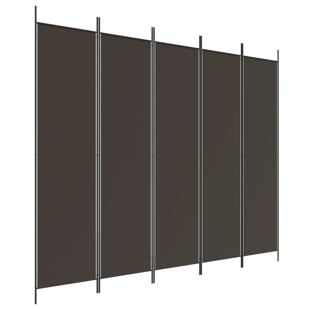 Divisorio a 5 Pannelli Marrone 250x200 cm in Tessuto 350187