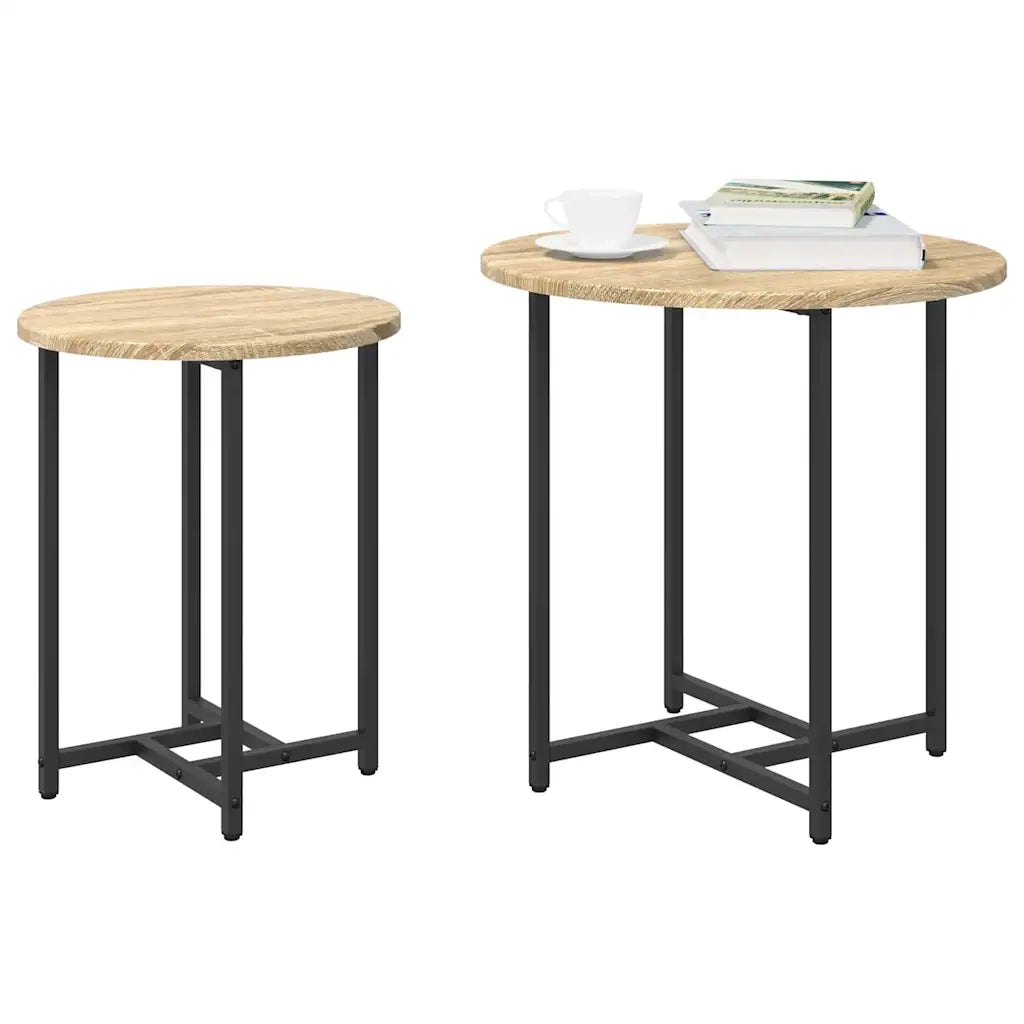 Set tavolini 2 pcs Rovere Sonoma e Nero 869697