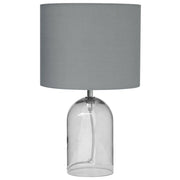 Lampada da Tavolo Trasparente e Grigio Base in Vetro Tamburo in Poliestere Paralume Design Moderno