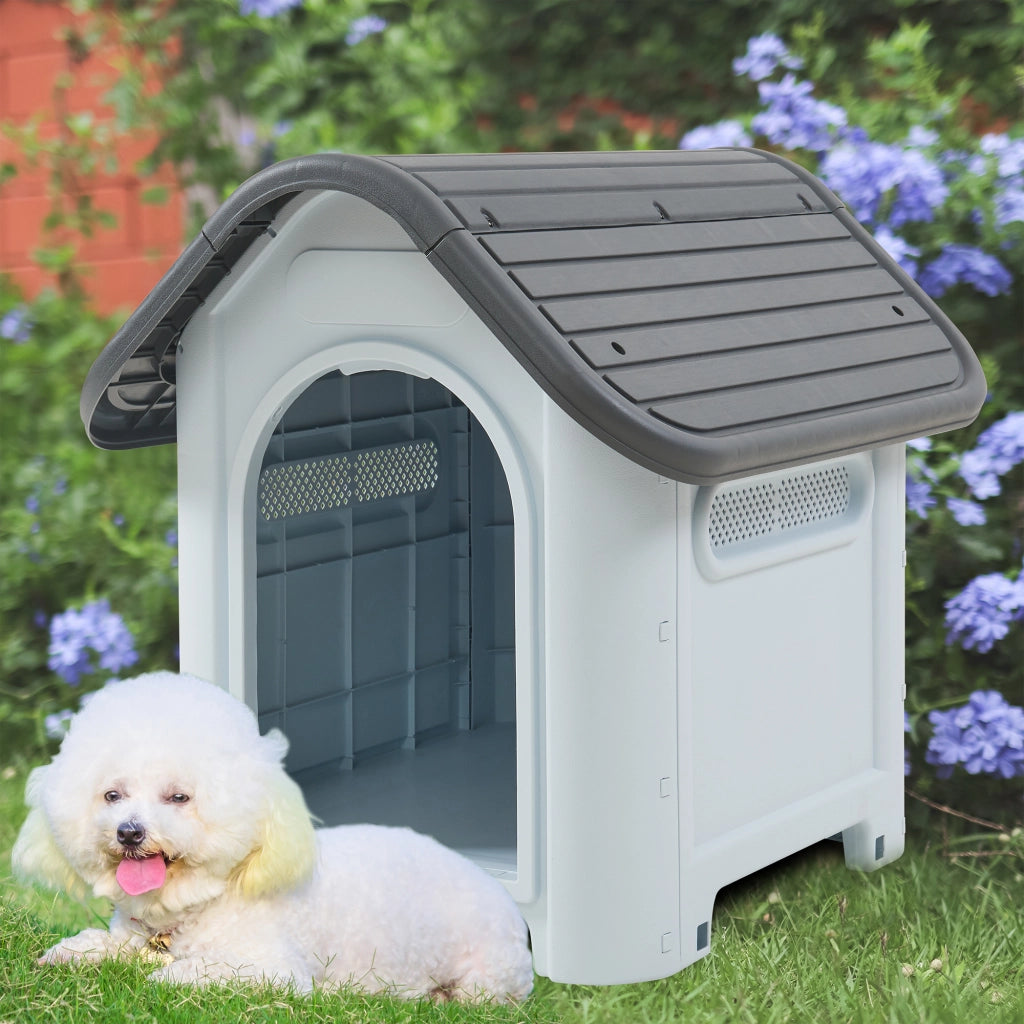 Cuccia per Cani Bello in Plastica 75 x 59 x 66 cm - Bianco / Grigio [en.casa]