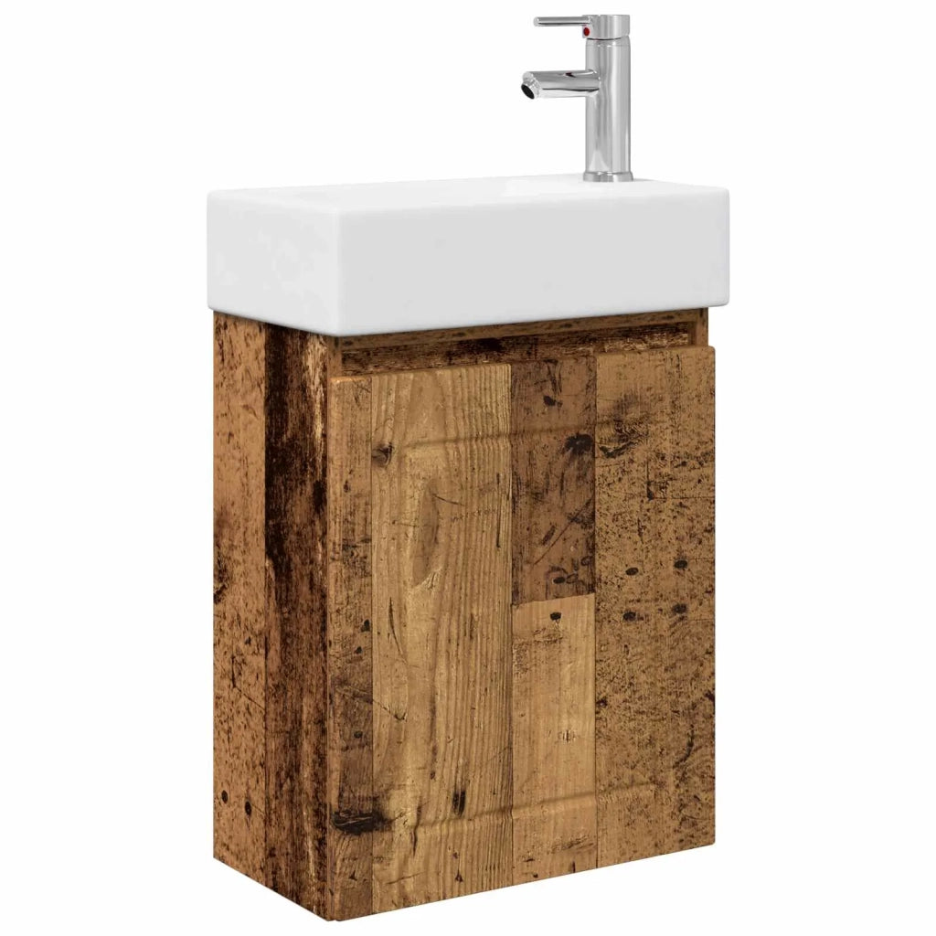 Mobile bagno con rubinetto Legno antico 45,5 x 25,5 x 84 cm 889499
