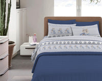 Completo Letto in Flanella Calda e Morbida Anti Pilling - Set Flanellato 3 Misure parure con Federe - Renne blu - 2 Piazze