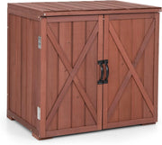 Casetta da Giardino in Legno di Abete, Capanno da Esterno con Doppie Ante Magnetiche e Comode Maniglie, Ideale per Giardino, Giardino, Fattoria e Cortile, 77 x 56 x 72 cm