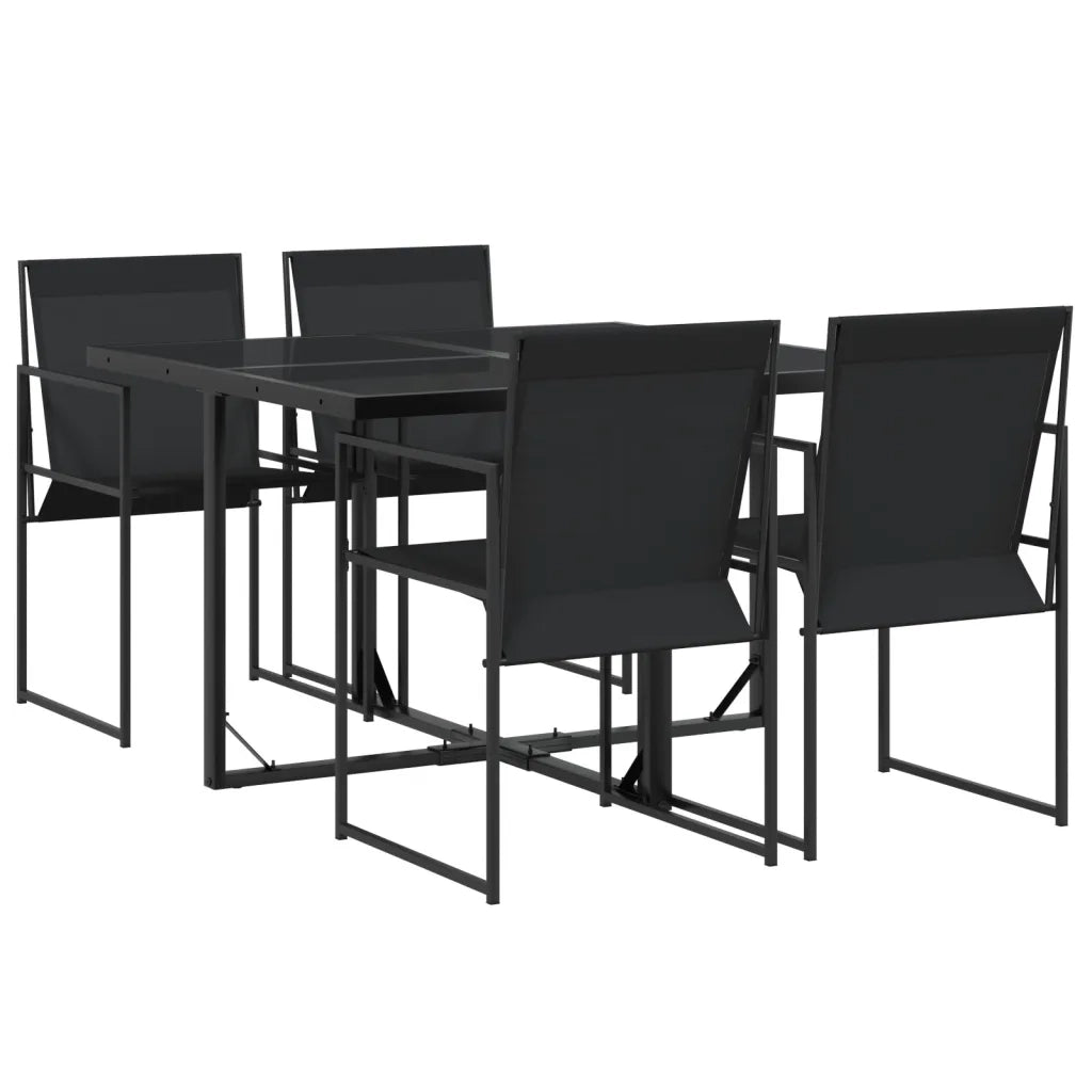 Set da Pranzo da Giardino 5 pz | Set Salotto da Giardino Nero in Textilene