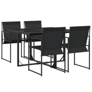 Set da Pranzo da Giardino 5 pz | Set Salotto da Giardino Nero in Textilene