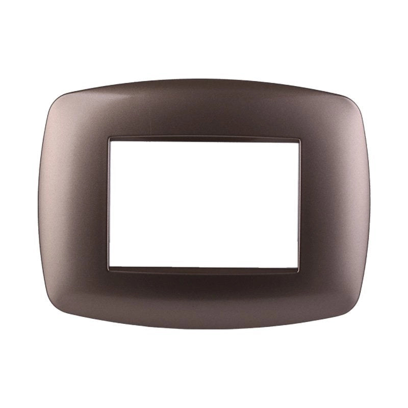 Placca Slim Serie Space 3P Colore Bronzo Compatibile Con Bticino Living Light