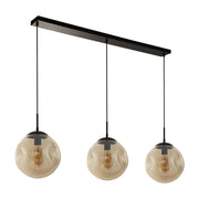 Lampadario Contemporaneo Punch Acciaio Nero Vetro 3 Luci E27