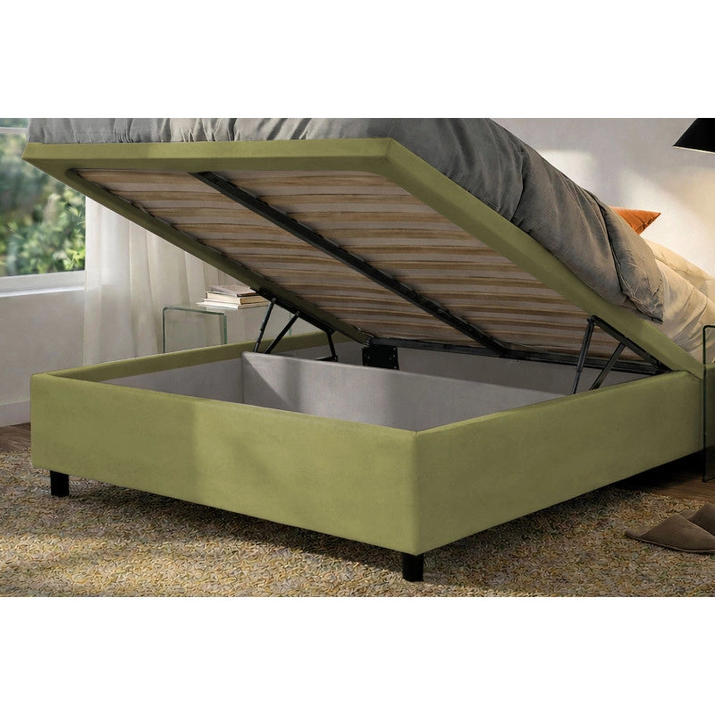 Letto imbottito Letto Matrimoniale alla Francese 140x190 cm Soft - Contenitore,Microfibra,Tè verde