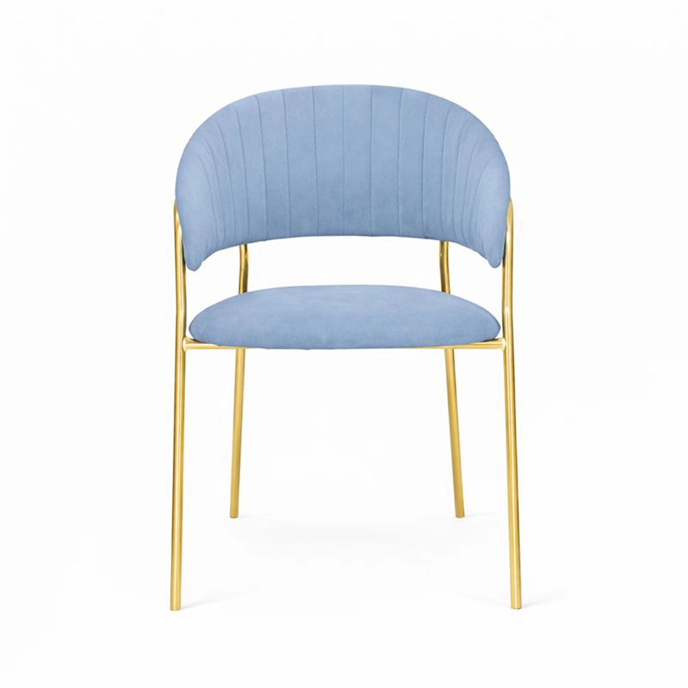 Sedie da sala da pranzo set da 2 Aurelia con schienale in velluto celeste