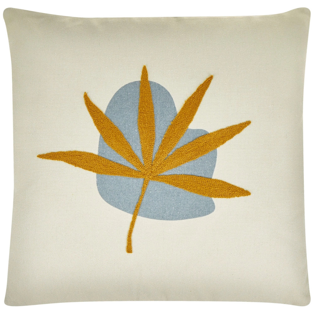 Set di 2 cuscini decorativi motivo foglia ricamata arancione 45 x 45 cm