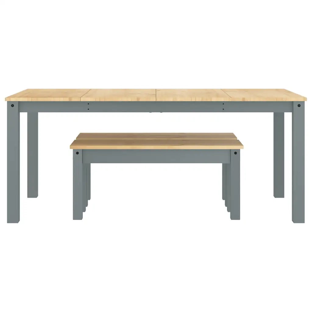 vidaXL Set da Pranzo 3 pz Panama Grigio in Legno Massello di Pino