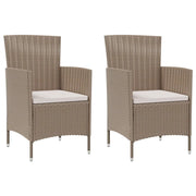 Sedie da Giardino con Cuscini 2 pz in Polyrattan Beige cod mxl 23196