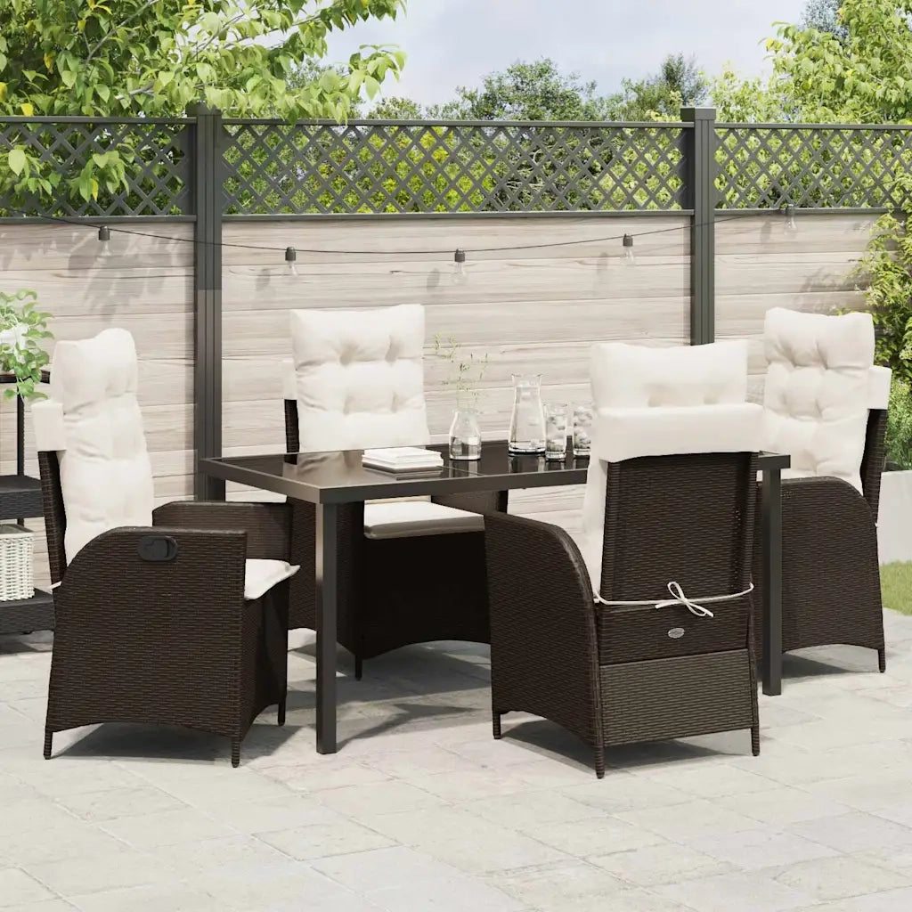 Set da Pranzo per Giardino con cuscino 5 pcs Marrone polyrattan 3380494