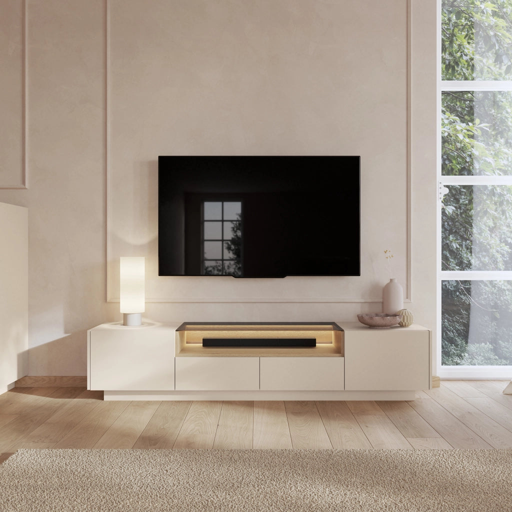 Kakagano, Mobile Porta tv 2 Cassetti, 203x40x43h cm Beige