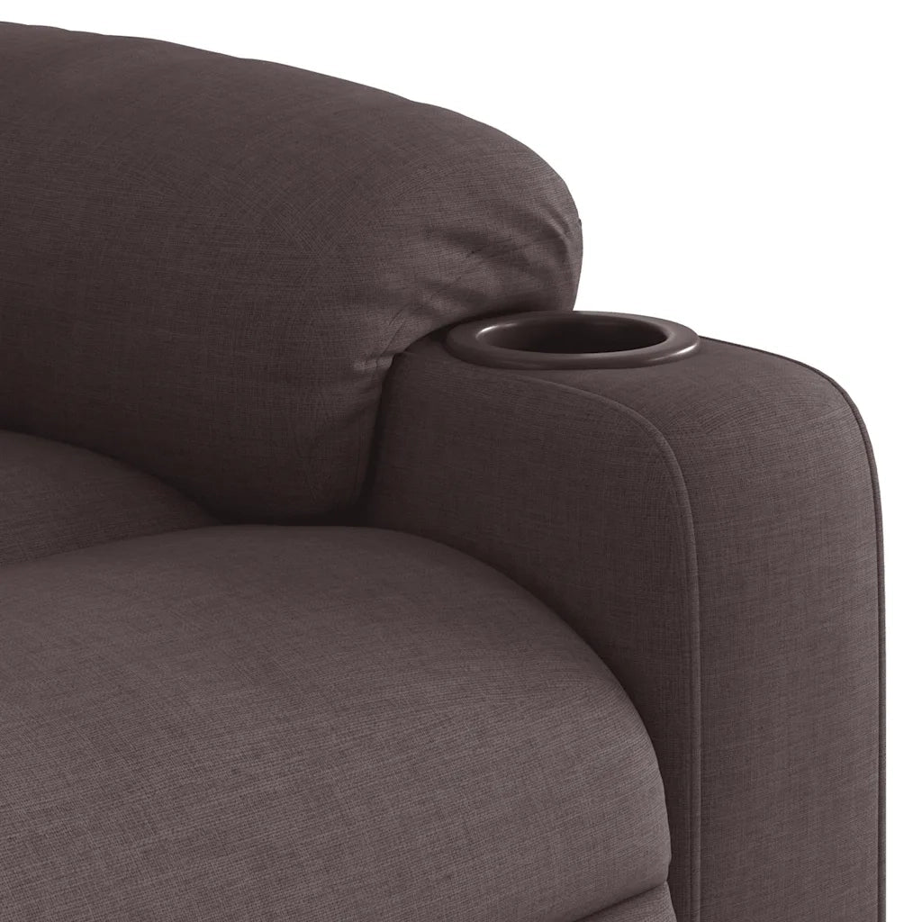 Poltrona Alzapersona Massaggi Reclinabile Marrone Scuro Tessuto 3310270