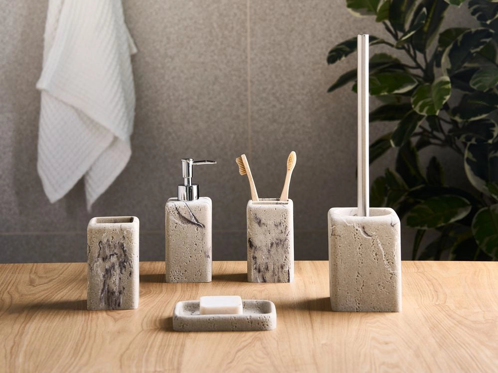 Set di accessori per il bagno marmo beige stile elegante
