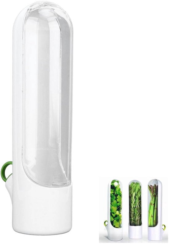 Contenitore di erbe con finestra trasparente - Bevanda di erbe - Estensione della vita alimentare - Antiverdura - Adatto per menta/petrossello - Altezza 25cm - Contenitore di erbe