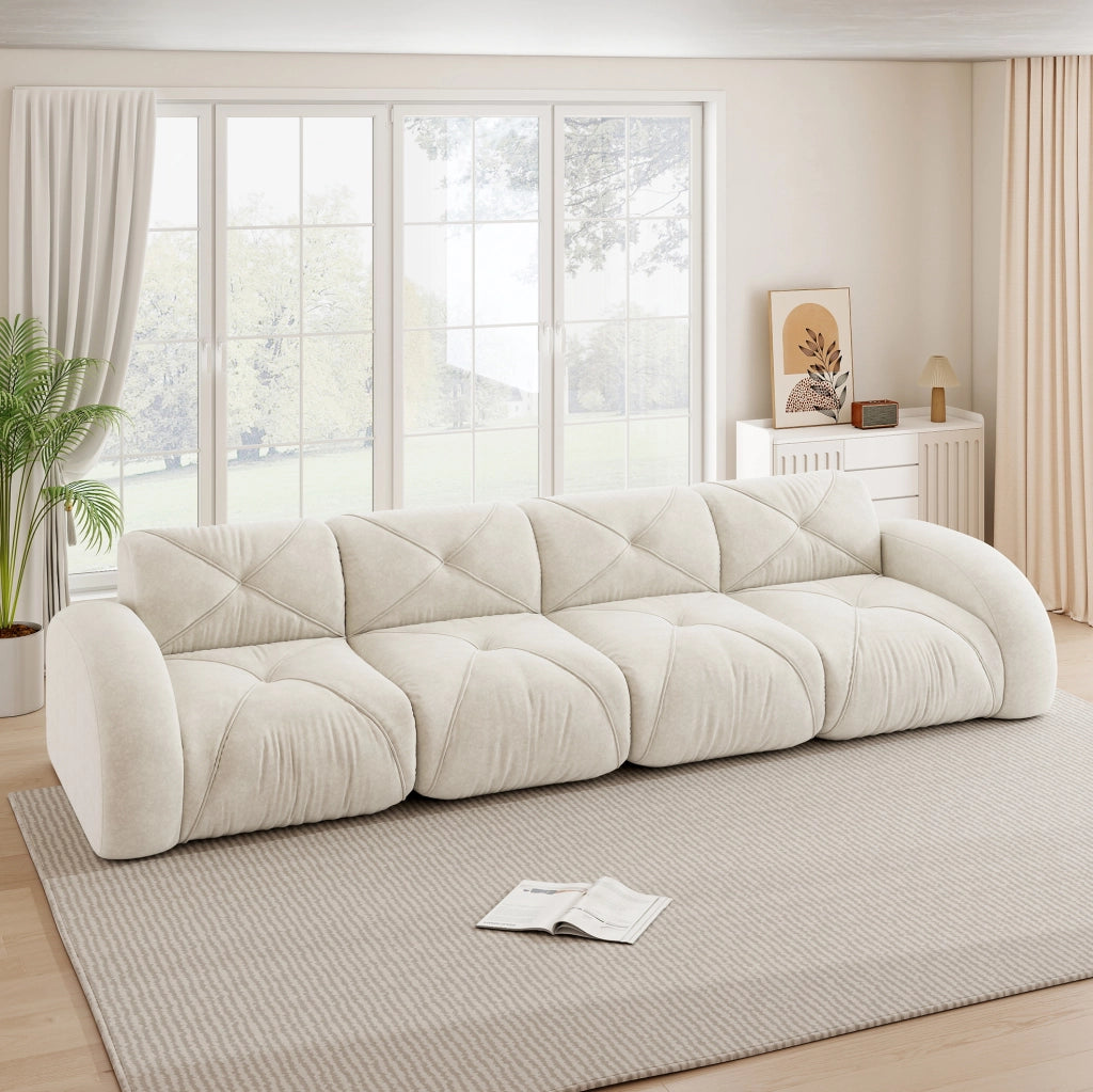 Divano modulare senza struttura in ciniglia beige chiaro HOMVRA