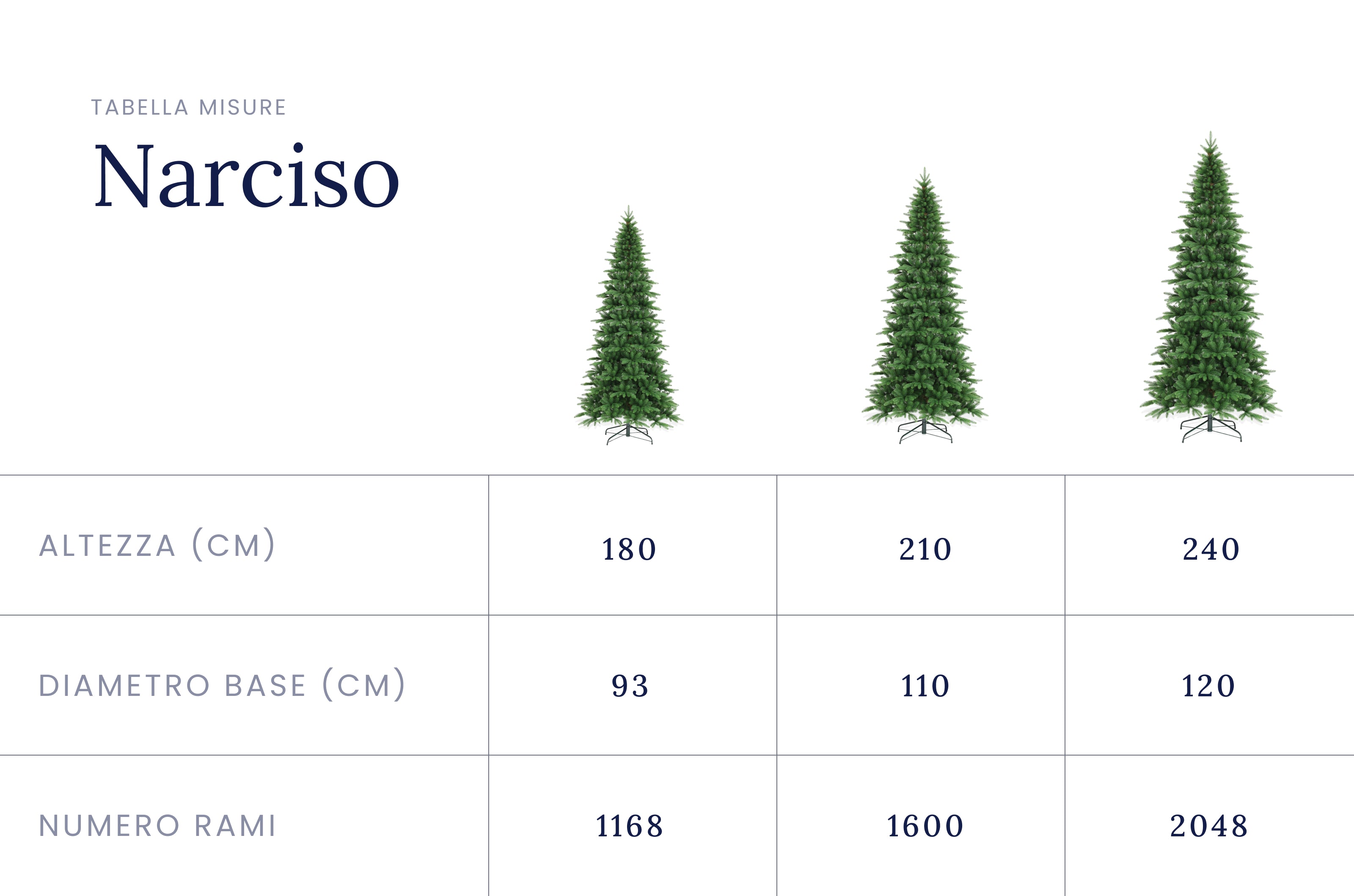 Albero di Natale Narciso Slim 210 cm